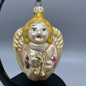 Christopher Radko Christmas Ornament Yellow Gold Angel, Vintage 90s